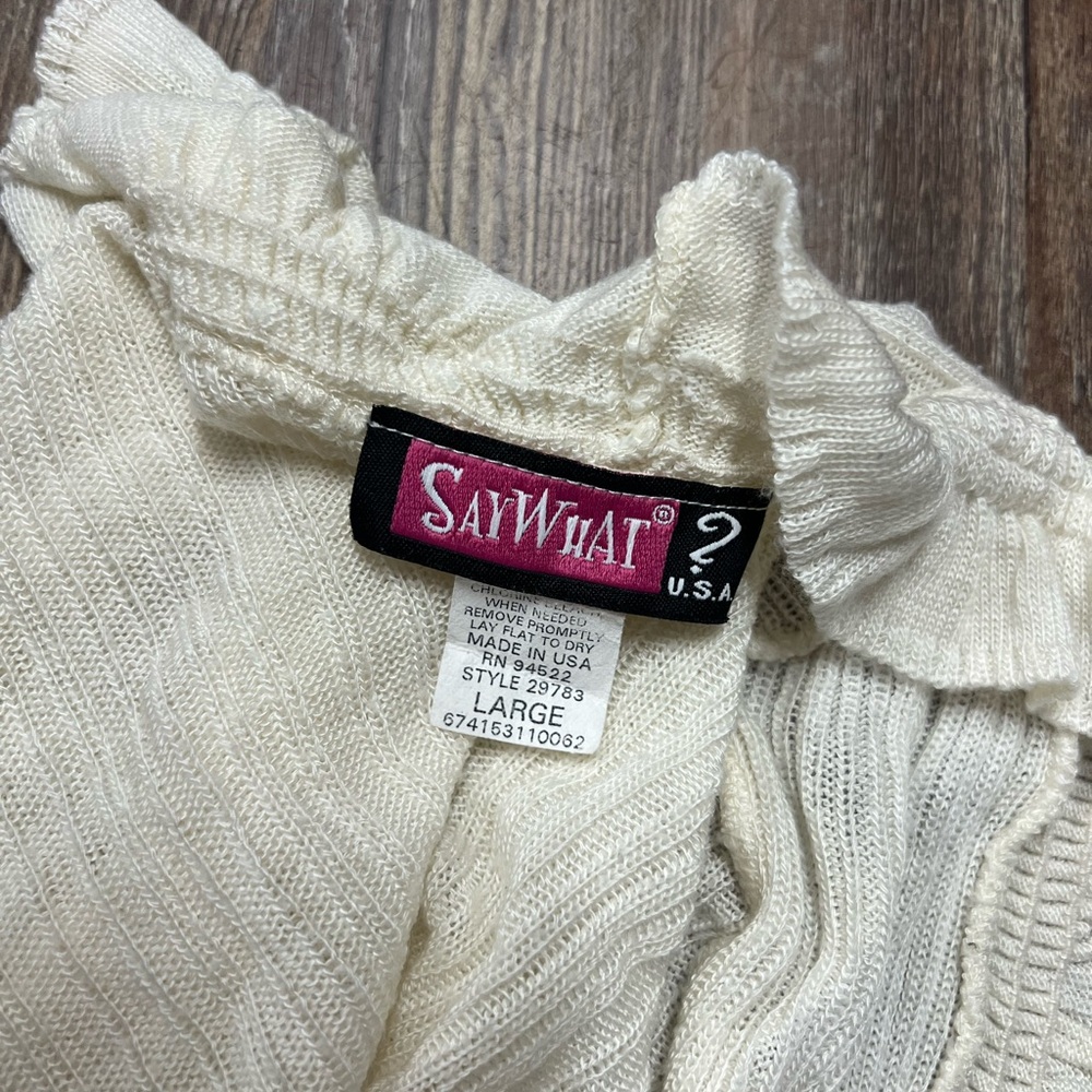 Cream Y2K Say What fairy core cardigan with ruffles - Picture 3 of 4